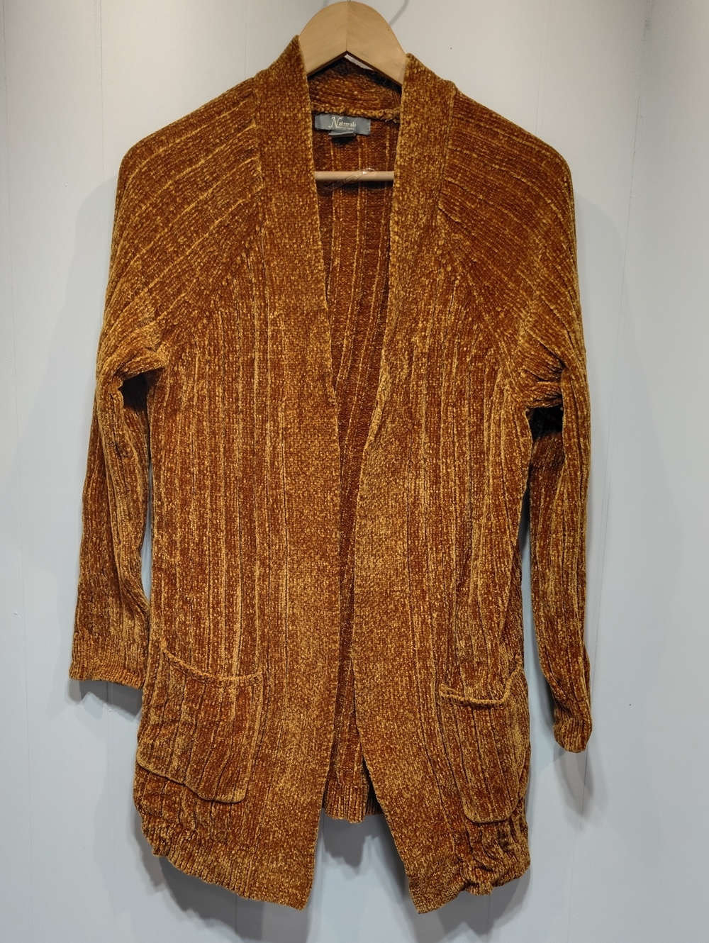 Natural Reflections Cozy Gold Cardigan size Large‎ Soft Fuzzy